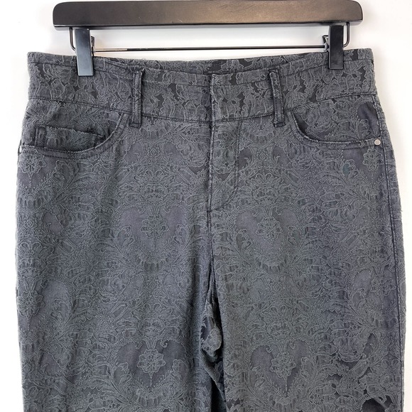 Sundance (6) Mid-Rise Skinny Jeans Black Paisley Lace Imprint 28” - Picture 2 of 9